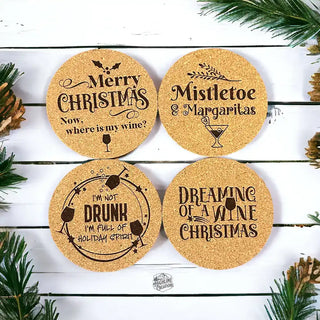 Christmas Coasters Housewarming Gift Wedding Gift Cork Coasters