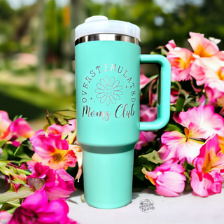 Overstimulated Moms Club Flower 40oz Tumbler