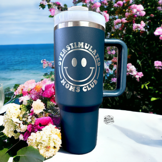 Overstimulated Moms Club Smiley 40oz Tumbler