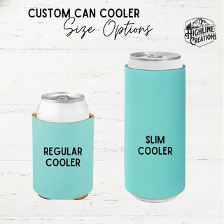 Can cooler size options - fits standard 12oz cans and slim cans for custom logo promotional items