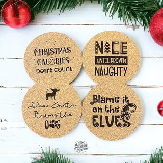 Christmas Coasters Housewarming Gift Wedding Gift Cork Coasters