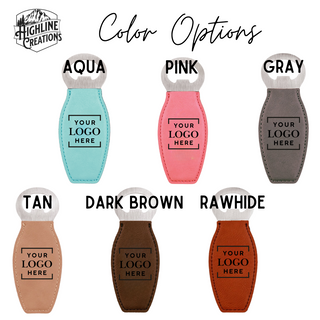 Compact custom bottle opener with stainless steel and vegan leather