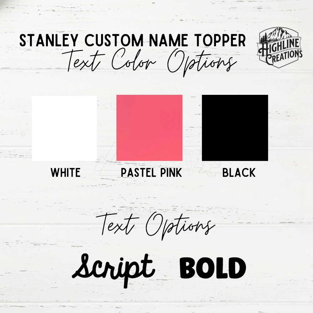 Custom Stanley Tumbler Name Tag - Choose Your Fonts & Colors