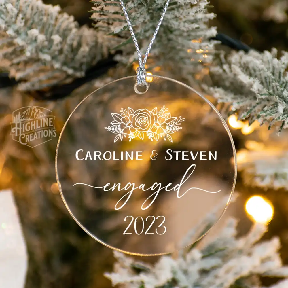 Custom Christmas Ornament Personalized Christmas Tag for Newlyweds Engaged First Christmas Married Gift