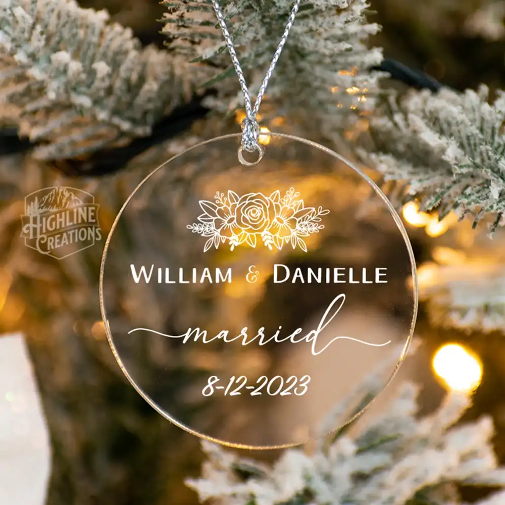 Custom Christmas Ornament Personalized Christmas Tag for Newlyweds Wedding First Christmas Married Gift