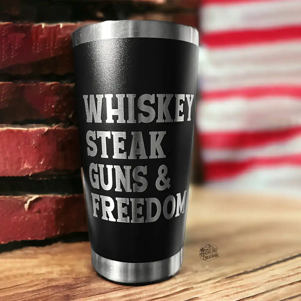 Custom Tumbler Cup Whiskey Steak Gun Freedon Gifts for Dad Best Dad
